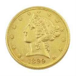 United States of America 1899 gold five dollars coin