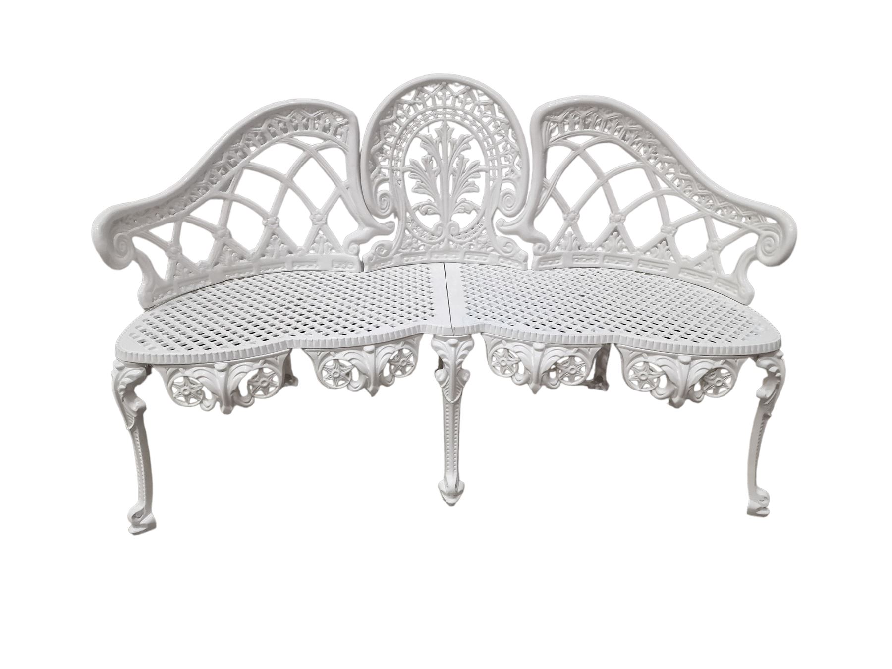 Victorian design white painted cast aluminium two seat garden bench - THIS LOT IS TO BE COLLECTED BY APPOINTMENT FROM DUGGLEBY STORAGE, GREAT HILL, EASTFIELD, SCARBOROUGH, YO11 3TX