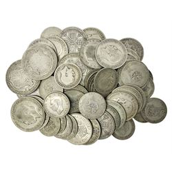 Approximately 480 grams of Great British pre 1947 silver coins, including shillings, florins and halfcrowns