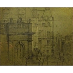 Sir Frank Brangwyn RA, RWS, RBA (British 1867-1956): City Buildings, pencil signed with initials 38cm x 47cm
Provenance: purchased from Patrick Payne, Phoenix Fine Art 

