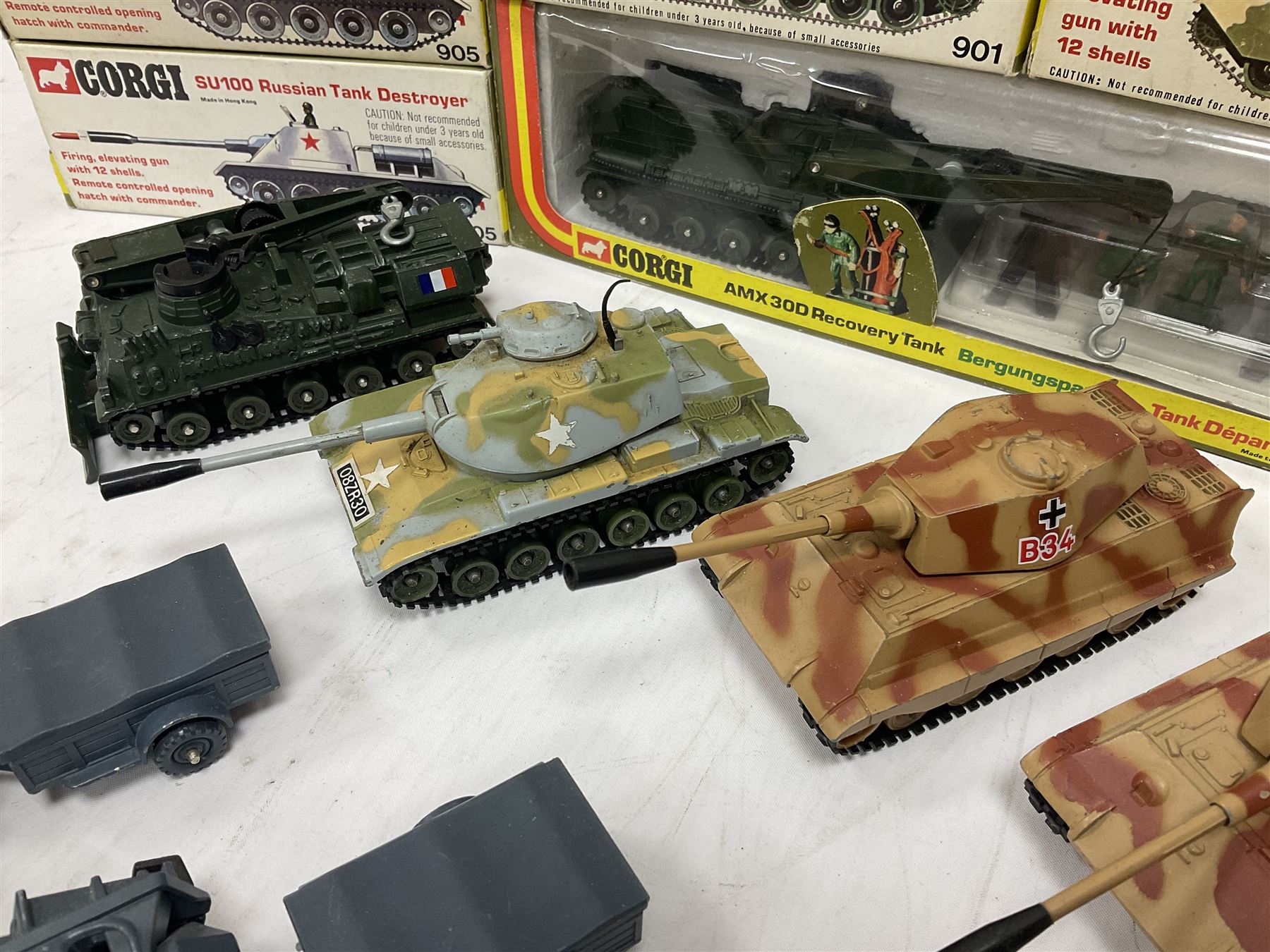 Corgi - eleven military models comprising three x 900, three x 901, four x 905 & 908; all boxed; together with nine unboxed models (18)