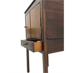 Georgian mahogany night cupboard, enclosed by single door and fitted with single drawer, square supports