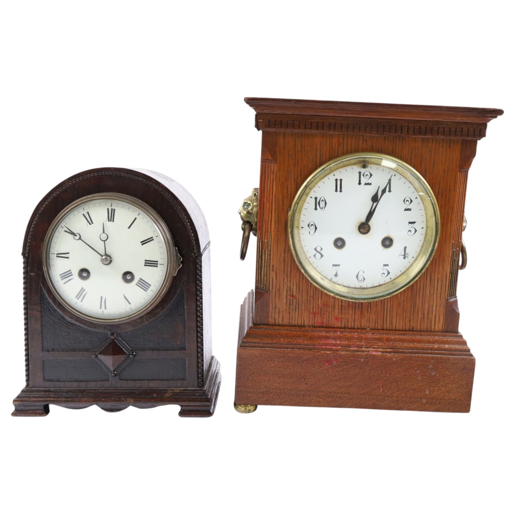 Early 20th century Smiths brass lantern clock, together with serval other mantel clocks