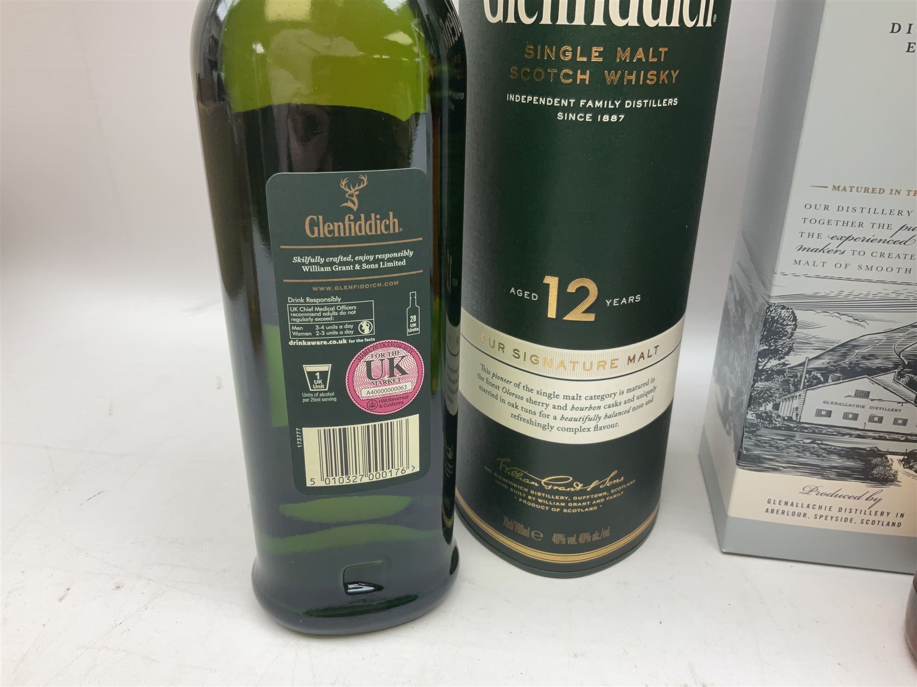 Scapa, The Orcadian single malt Scotch whisky, 70cl, 40% vol, Glenallachie, distillery edition speyside single malt Scotch whisky, 70cl, 40% vol, Glenfiddich, 12 year old, single malt Scotch whisky, 70cl, 40% vol and the Glenrothes, vintage reserve single malt whisky, 700ml, 40% vol (4)