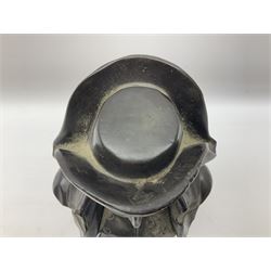 Bronze bust modelled as Napoleon, head and shoulders, wearing his hat and with open collar, on a tapering square section base, marked to the reverse 'Lecomte '82', H36cm