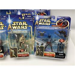 Star Wars - twenty-nine carded action figures comprising fourteen Attack of the Clones; six The Empire Strikes Back; four Return of the Jedi; and five others; all unopened blister packs (29)