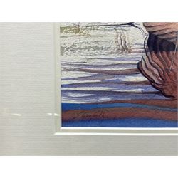 Sarah Garforth (British Contemporary): 'Tavira Roman Bridge Portugal', watercolour signed, titled verso 40cm x 25cm