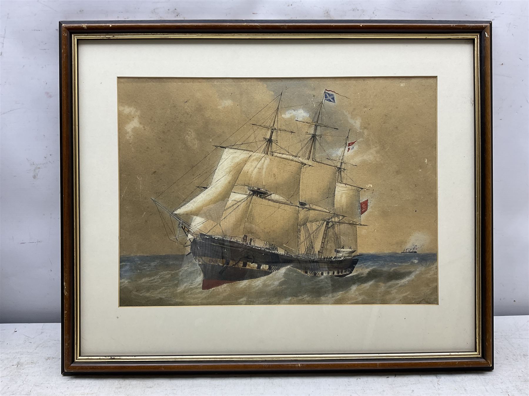 English School (19th century): 32-gun Frigate - Ship's Portrait, watercolour unsigned 29cm x 40cm