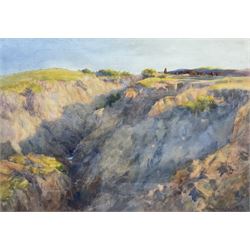 John Spence Ingall (Staithes Group 1850-1936): Shepherd and Flock on Clifftop - Middle East, watercolour signed 33cm x 47cm
