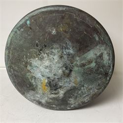 Twin handled copper boiling pan with fitting for a tap, H36cm, D39cm 