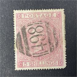 Three Great Britain Queen Victoria 1867-83 five shillings stamps, all used, all previously mounted