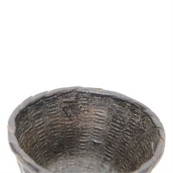 Japanese bronze censer shaped as a basket upon three legs modelled as fern cones, H12cm 