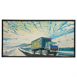 Original Rowntree Mackintosh (Rowntrees) advertising poster for Yorkie - The Yorkie Truck', colour poster 38cm x 76cm
Provenance: from the personal collection of David Lamb, former advertising manager at Rowntree Mackintosh, York