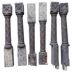 Architectural Salvage - Quantity of oak architectural feaatures including set of six carved communion rail supports, pierced and carved decorative panels, lead mounted pelmet etc
Note: Removed in the 19th century from the church in the grounds of a private Yorkshire estate 
Provenance: property of a Nobleman