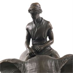 Bronzed figure of an Indian Elephant with rider, H24cm