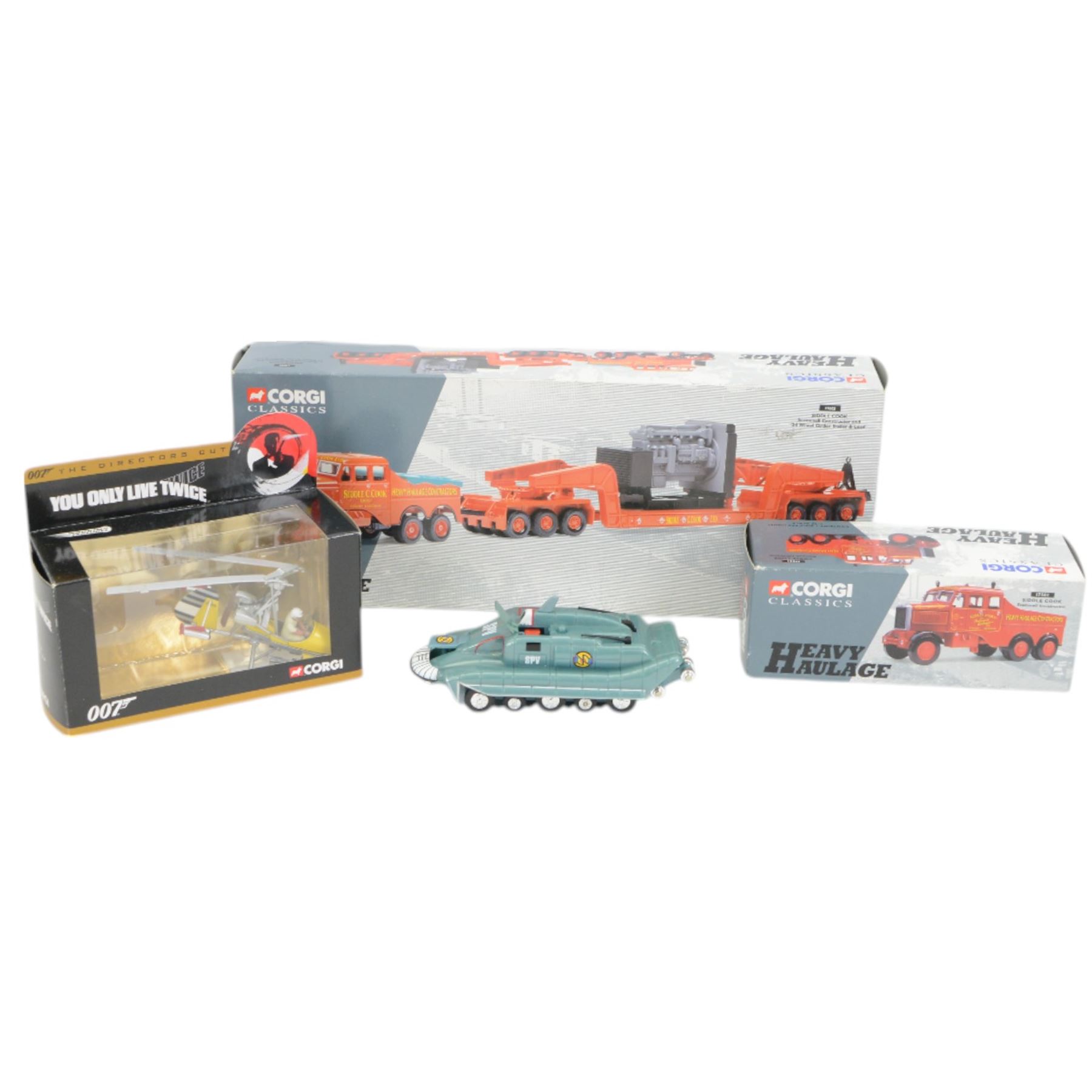 Corgi Heavy Haulage 17603 Siddle Cook Scammell Constructor and 24 Wheel Girder Trailer & Load, Corgi Heavy haulange 17501 Siddle Cook Scammell Constructor, Corgi Aviation Archive AA33605 Panava Tornado Tiger Meet, two Hobby Master 1:72 scale Air Master series aircraft models and a Corgi YOu Only Live Twice Gyrocopter, all boxed, together with a modern Corgi Spectrum Patrol Vehicle