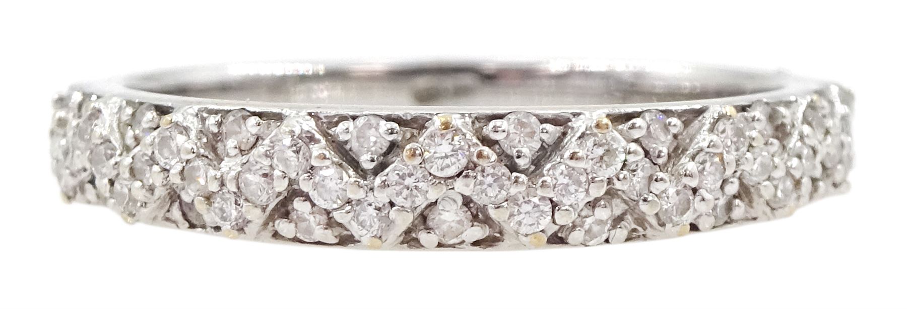 18ct white gold round brilliant cut diamond half eternity ring by Damas, stamped 750