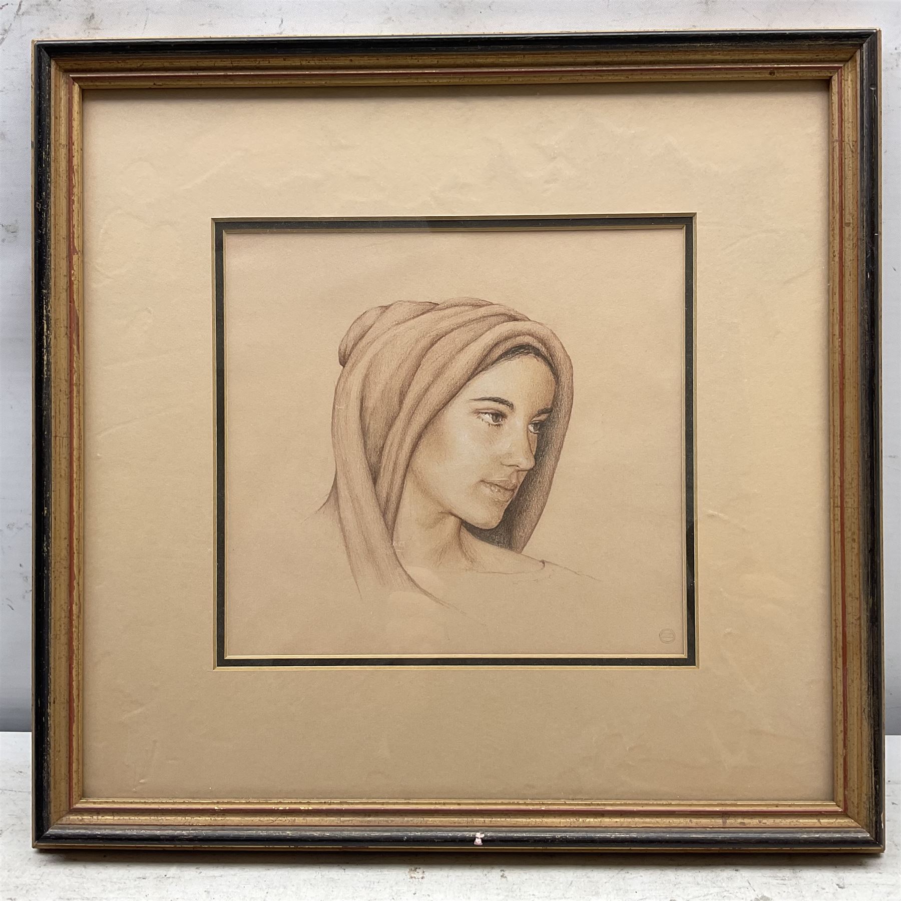 Hedwig Brecher Eibuschitz (Austrian 1880-1959): Portrait of a Man, oil on board unsigned, titled verso 42cm x 30cm; Continental School (20th Century): Portrait of Lady with Headscarf, pencil sketch signed with monogram 18cm x 19cm (2)