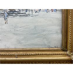 Edgar Wood (British 1860-1935): 'Piazza della Santissima Annunziata - Florence', oil on card signed and dated 1921, inscribed verso 33cm x 32cm