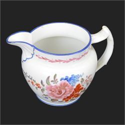 19th century and later ceramic jugs, including small Royal Crown Derby example, painted with florals and gilt leaves, Adams Jasperware Hull jug with town crest, floral KPM example and a Georgian example inscribed Joshua Longfield 1921, etc, tallest H12cm