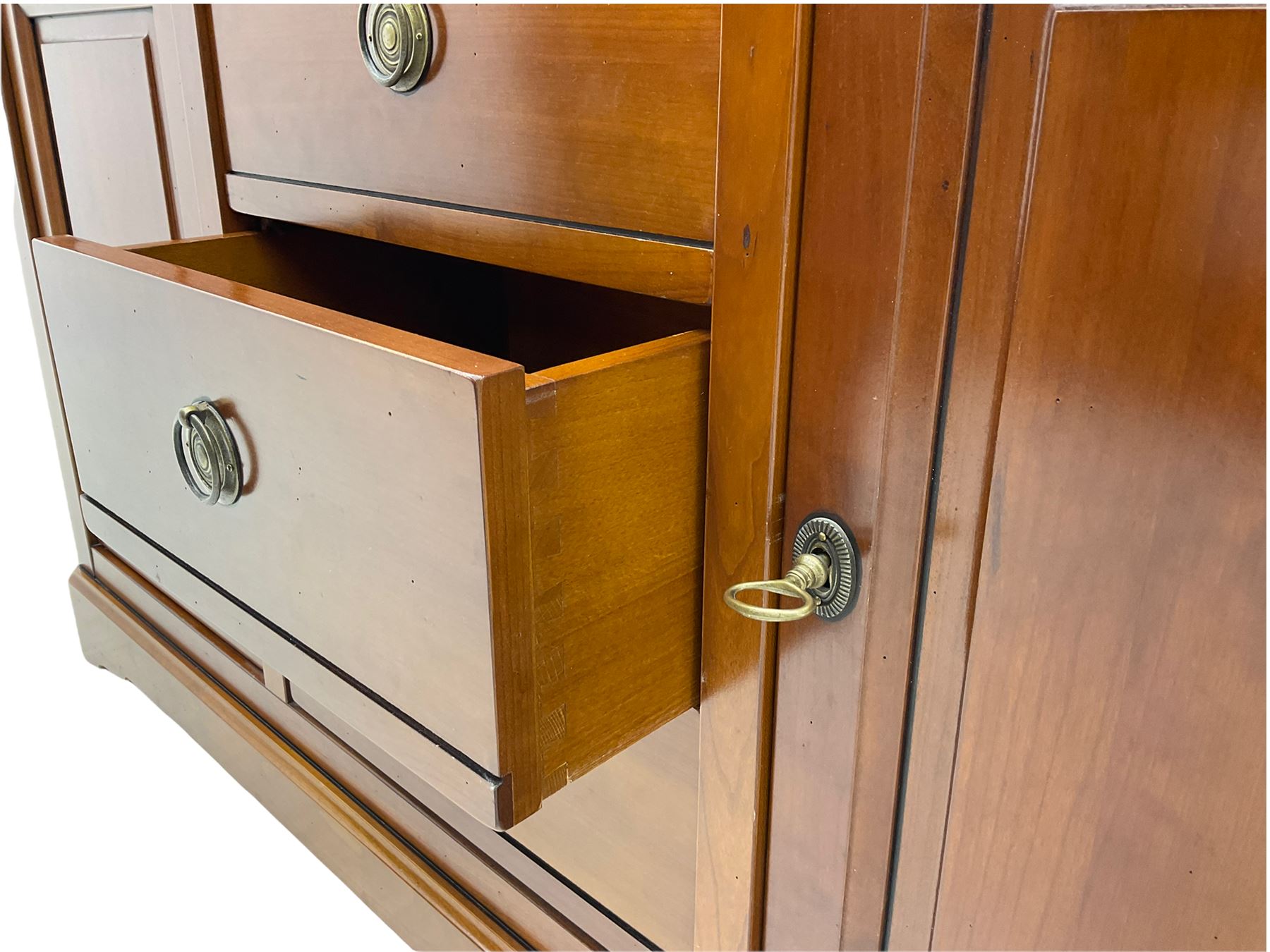 Grange Furniture cherry wood sideboard, fitted with three drawers and two cupboards