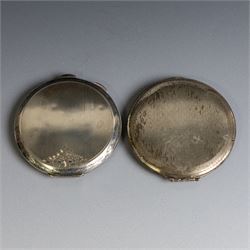 Two silver compact mirrors, comprising a Kigu powder compact with engine turned decoration...