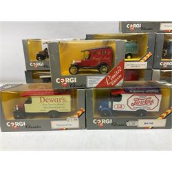 Fourteen boxed Corgi Classics die-cast models, to include ACE 508 forward control 5to Cabover, Bedford O Series Pantechnicon, Mack Truck, Thornycroft bus, etc 