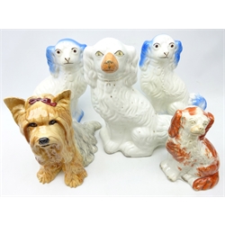  Beswick Yorkshire Terrier, no. 2377, two Staffordshire dogs and two others (5)  