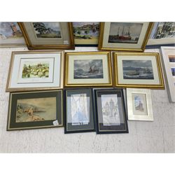 Pictures and prints including watercolours, Jack Rigg prints etc, in one box
