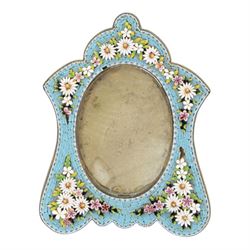 Four micro mosaic picture frames, decorated with flowers, largest H13cm  