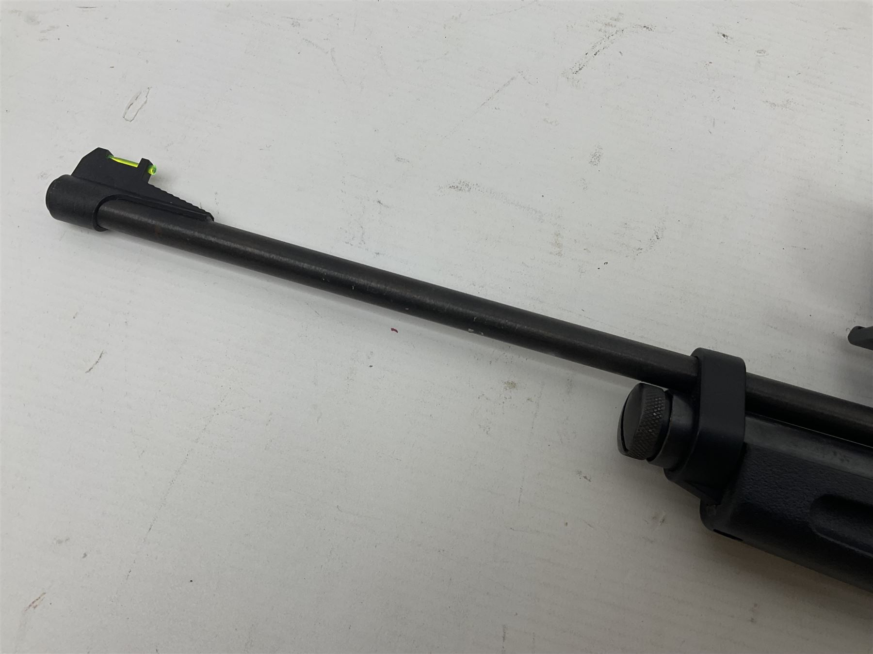 Crosman Model 2250B .22 cal. CO2 rifle, with PAO red dot sight and skeleton stock, serial no.221B76447, L77.5cm overall  NB: AGE RESTRICTIONS APPLY TO THE PURCHASE OF AIR WEAPONS.