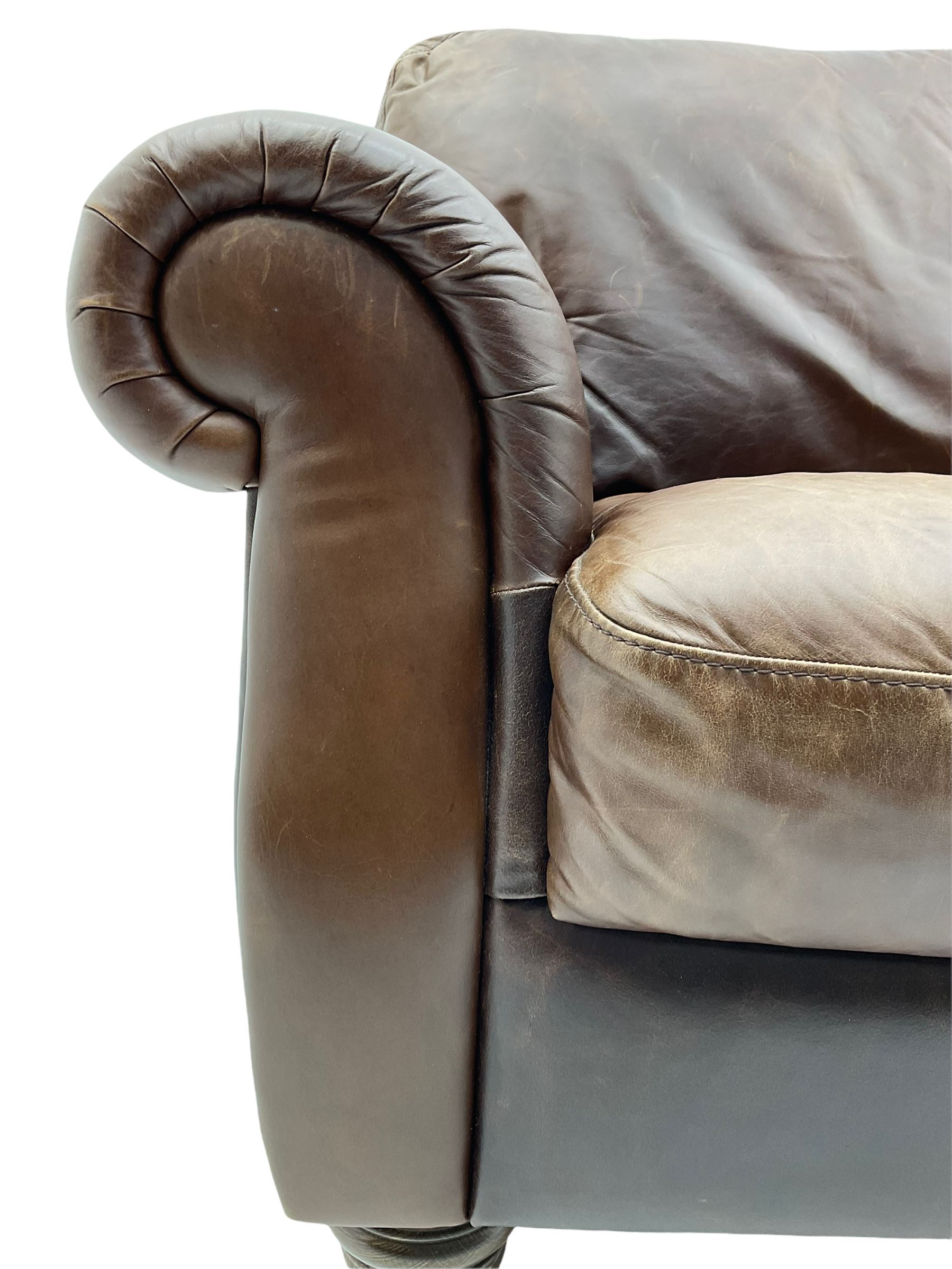 Barker & Stonehouse - Italsofa two seat traditional shape sofa upholstered in brown leather, turned front feet