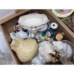 Collection of ceramics, to include Bretby Clanta Vase, Beswick Winnie the Pooh owl, Shelley teacup and saucer, Shelley Candlestick, Wedgewood vase etc, in two boxes