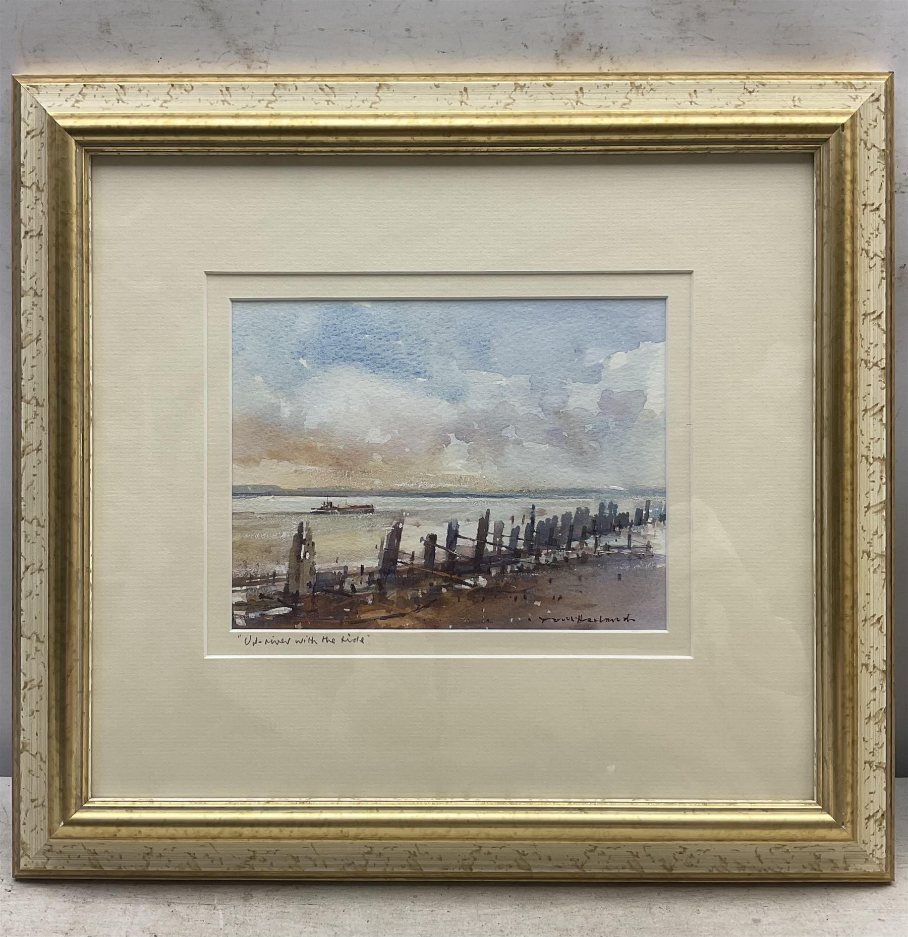 Tom Harland (Yorkshire 1945-2012): 'October Afternoon on the Humber Foreshore' and 'Up-river with the Tide', two watercolours signed, titled on mount 17cm x 24cm (2)