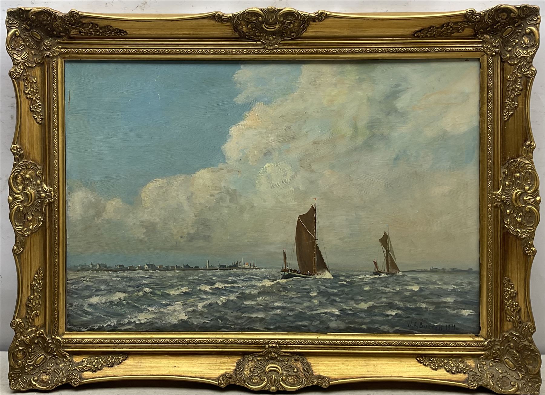 William Francis Burton (British 1907-1995): 'Choppy Sea - Harwich', oil on board signed and dated 1971, titled verso 50cm x 75cm 