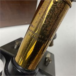 20th century W. Watson & Sons Kima microscope no. 118396 in original oak box, together with W. Watson & Sons Praxis microscope no. 18360, in original box  