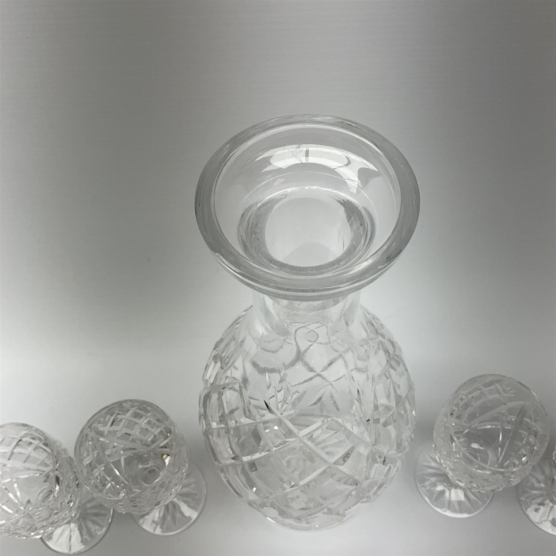 Waterford Crystal glass decanter of baluster form, together with a set