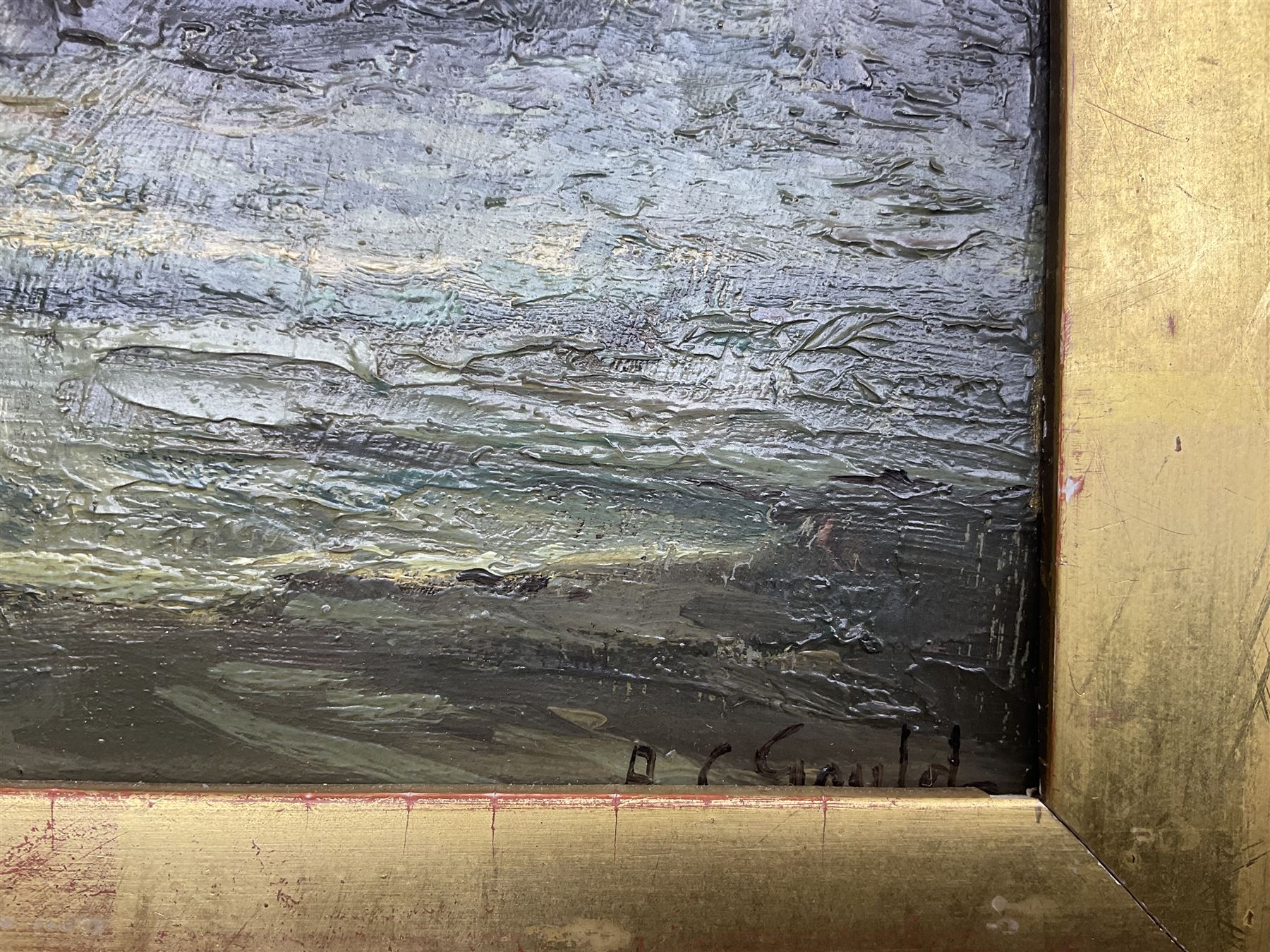 Alexander Carruthers Gould RBA (British 1870-1948): 'Moonlight on the Cornish Coast', oil on panel signed, original title label verso 14cm x 22cm