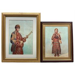Goray Douglas (Burmese/Indian 1920-1976): Male and Female Portrait Studies, two watercolours signed 33cm x 23cm and 30cm x 22cm (2)