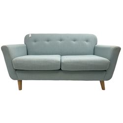 Marks & Spencer Home - two-seat sofa upholstered in buttoned pale blue fabric, on tapering feet