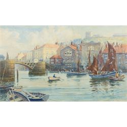 J H Binks (19th/20th Century): View of Whitby Harbour, watercolour signed and dated 1905, ...