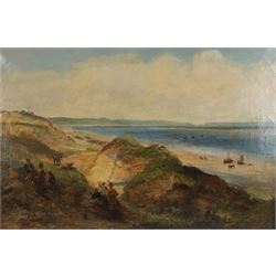 Edward Hargitt (British 1835-1895): 'Sandhills near Hoylake Cheshire - Welsh Hills in the Distance', oil on canvas signed dated 1859 and inscribed 'Retouched 1864', titled verso 62cm x 93cm
