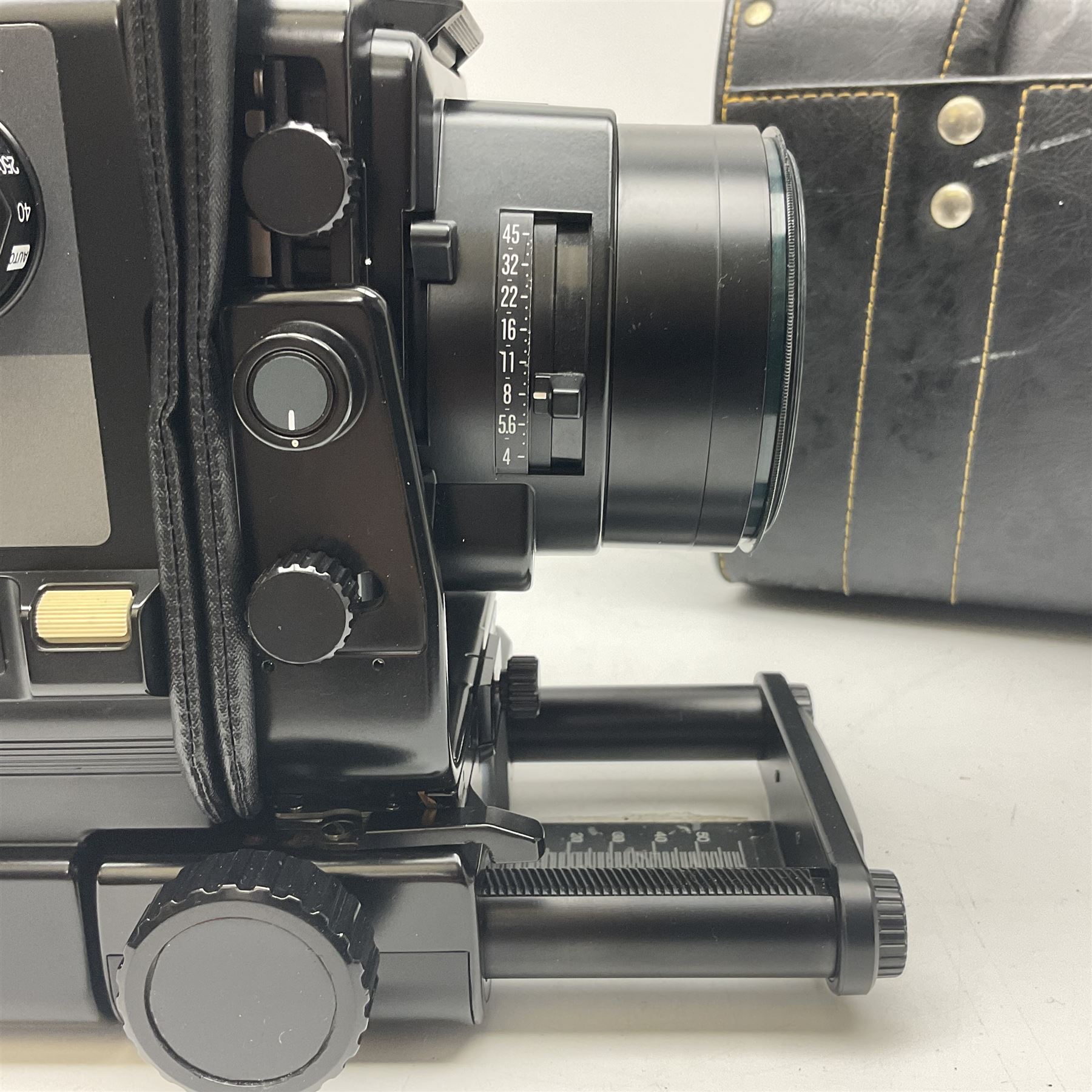 Fuji GX680 camera body with 8x6 film back, serial no. 702610, with 'Fuji EBC Fujion 100mm f4.0' lens, in leather case
