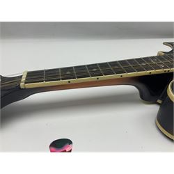 Ashbury F-Model eight-string mandolin, model no.IMF-150 with two-piece maple back and ribs and sunburst top, mother-of-pearl inlay; bears maker's label; L69cm