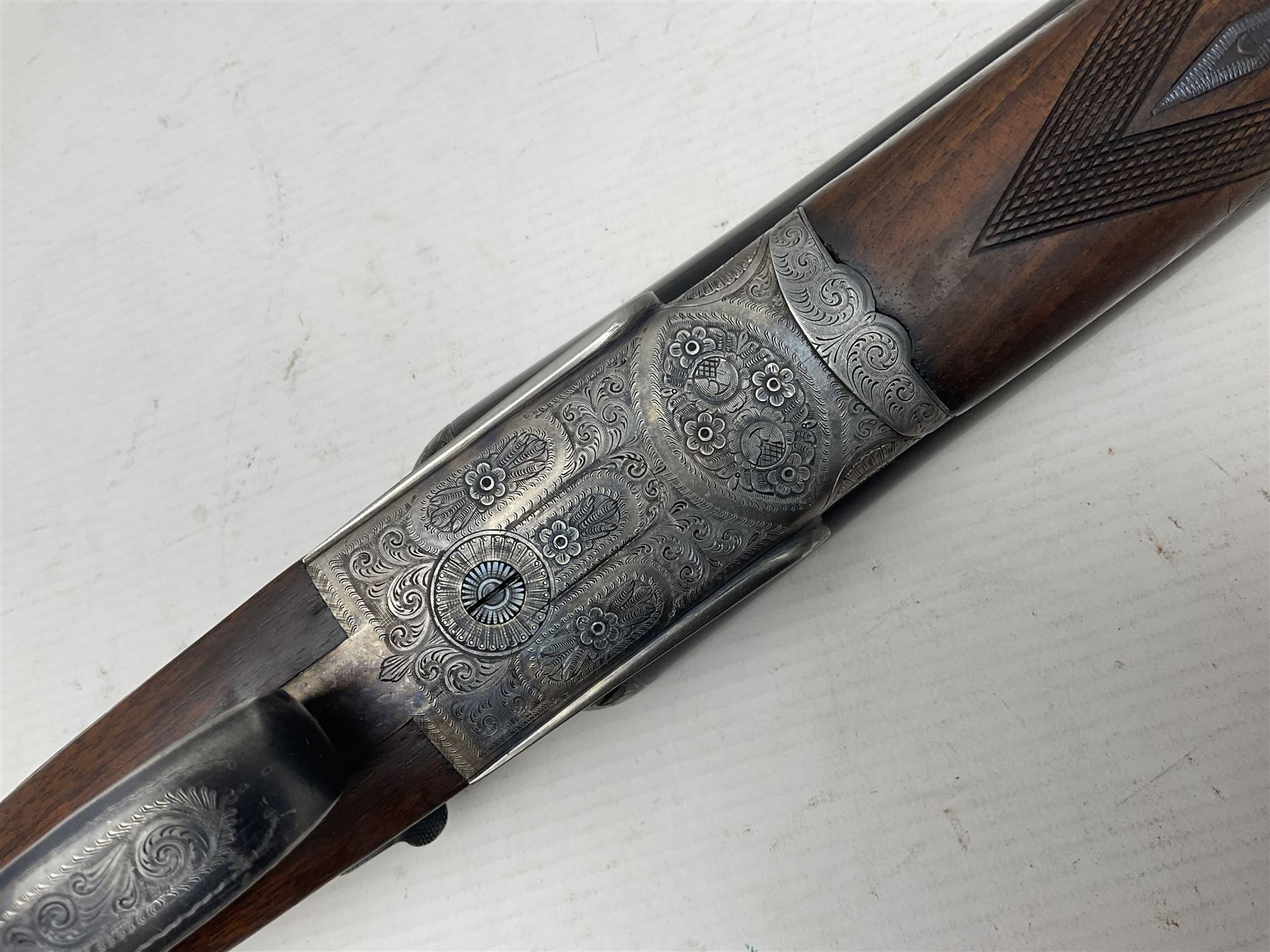 SHOTGUN CERTIFICATE REQUIRED - Spanish Laurona 12-bore double barrel side-by-side sidelock ejector sporting gun with 70cm (27.5