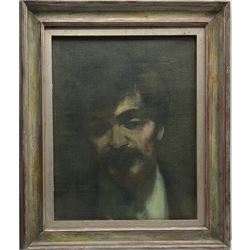 Gyorgy Gordon (Hungarian 1924-2005): 'James Hamilton' bust portrait, oil on canvas signed with initials and dated '86, titled and dated 1986-7 verso 40cm x 31cm
Provenance: purchased from the artist by the vendor