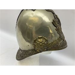 Victorian 1847 Pattern Officer's Helmet of the Inniskilling Dragoons, the white metal skull with gilt fittings including VR cypher to the plate; with leather liner H24cm