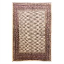 West Persian Botteh-Mir hand-knotted rug, ivory field decorated with an overall dense latt...