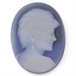 Blue agate cameo, depicting Lady Diana, H4cm