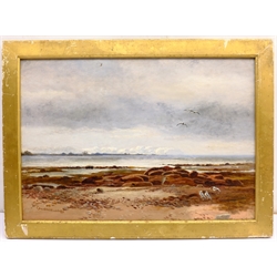 Charles Walter Radclyffe (British 1817-1903): 'Lancaster Sands', oil on canvas signed, original title label verso 34cm x 59.5cm